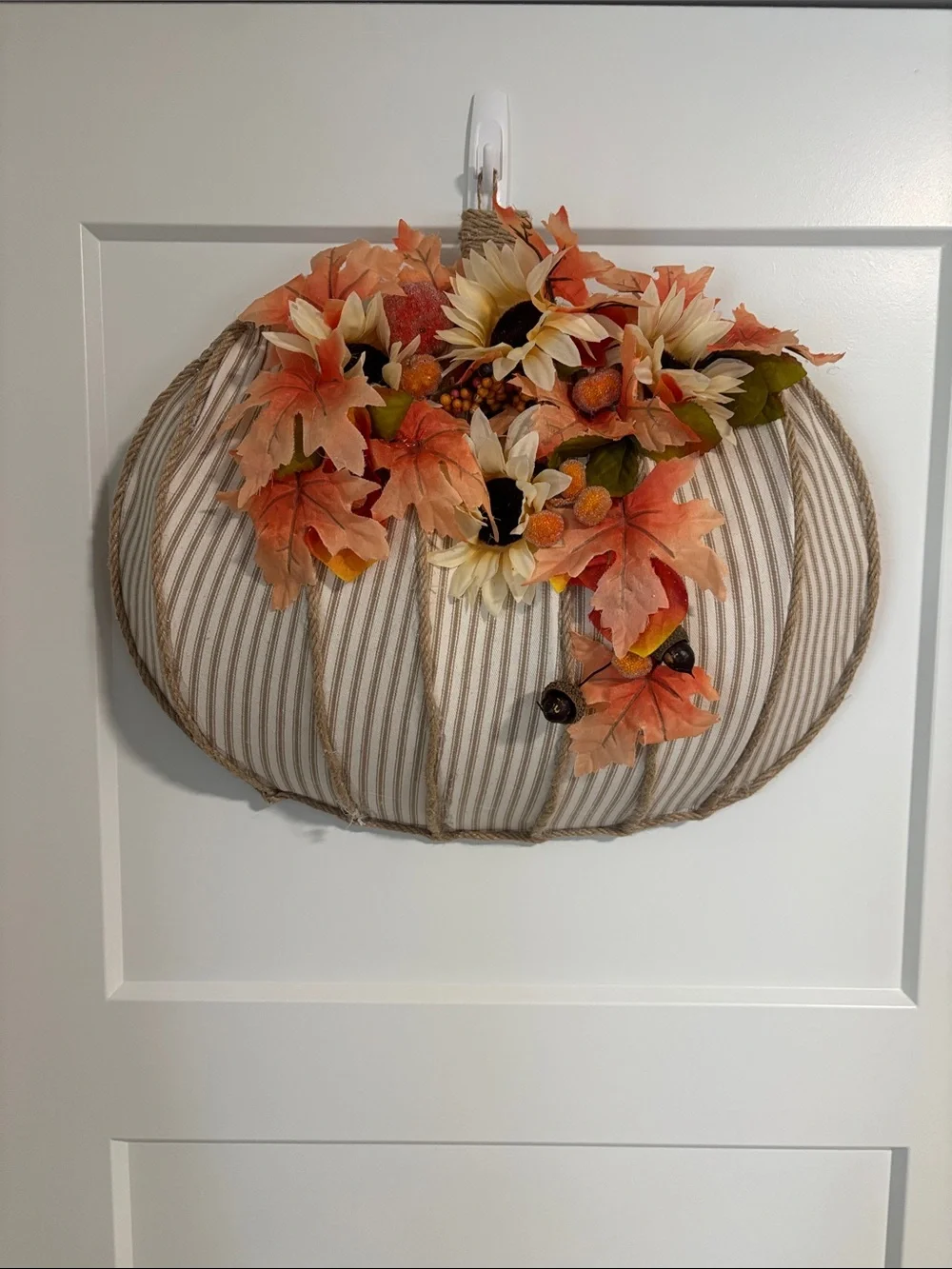 Hand Crafted Orange and Cream Sunflower Pumpkin Wall Accent